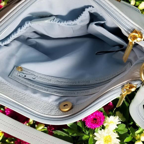 Stone Mountain Blue Leather Purse Shoulder Bag 12238 - Picture 8 of 9